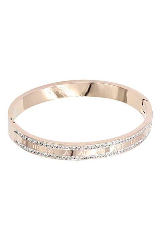 Roman Numerals Crystal Edge Metal Bangle