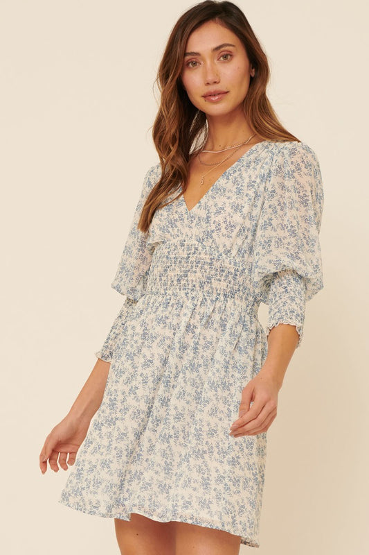 A Floral-print Chiffon Mini Dress