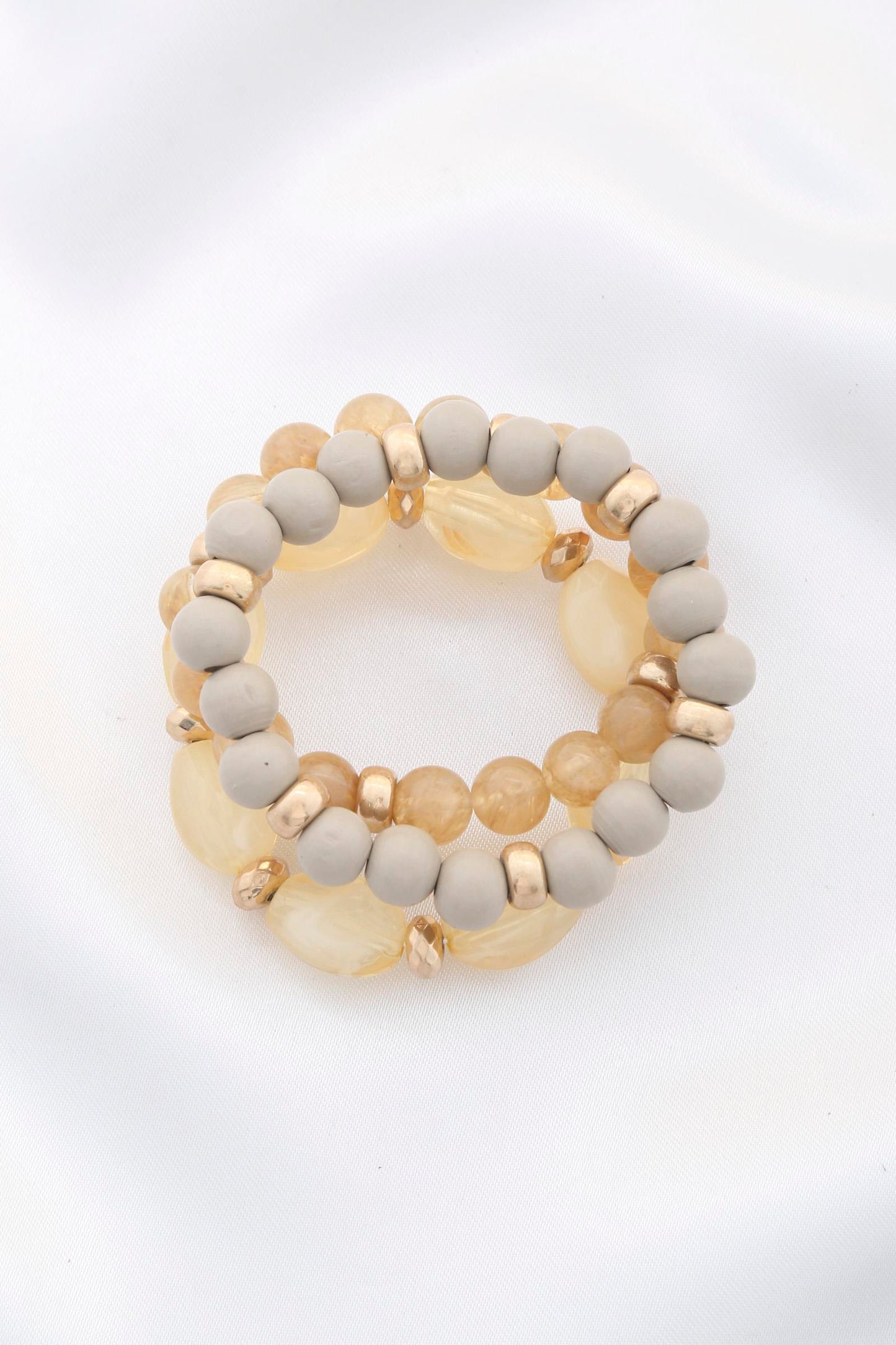 Semi Precious Stone Wood Bead Bracelet Set